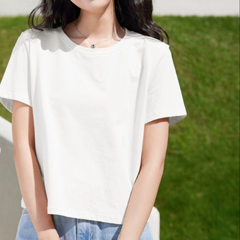 白Tシャツ レディース シンプル美人クルーネック半袖
