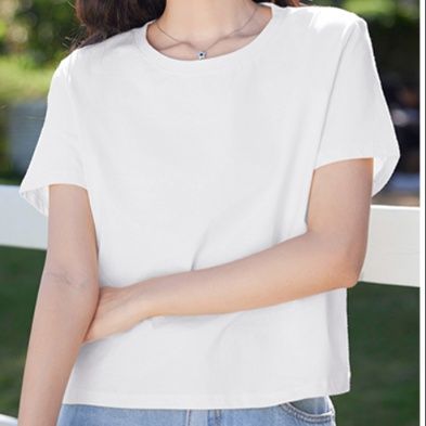 白Tシャツ レディース シンプル美人クルーネック半袖