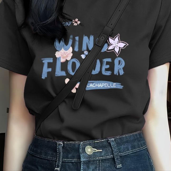 白Tシャツ レディース 花柄プリント半袖リラックスシルエット