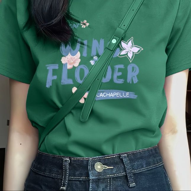 白Tシャツ レディース 花柄プリント半袖リラックスシルエット