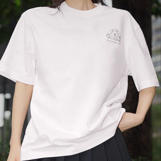 白Tシャツ レディース レトロ刺繍