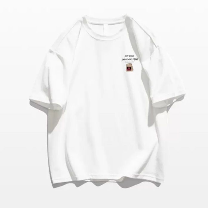白Tシャツ レディース 果物イラストゆったりシルエット