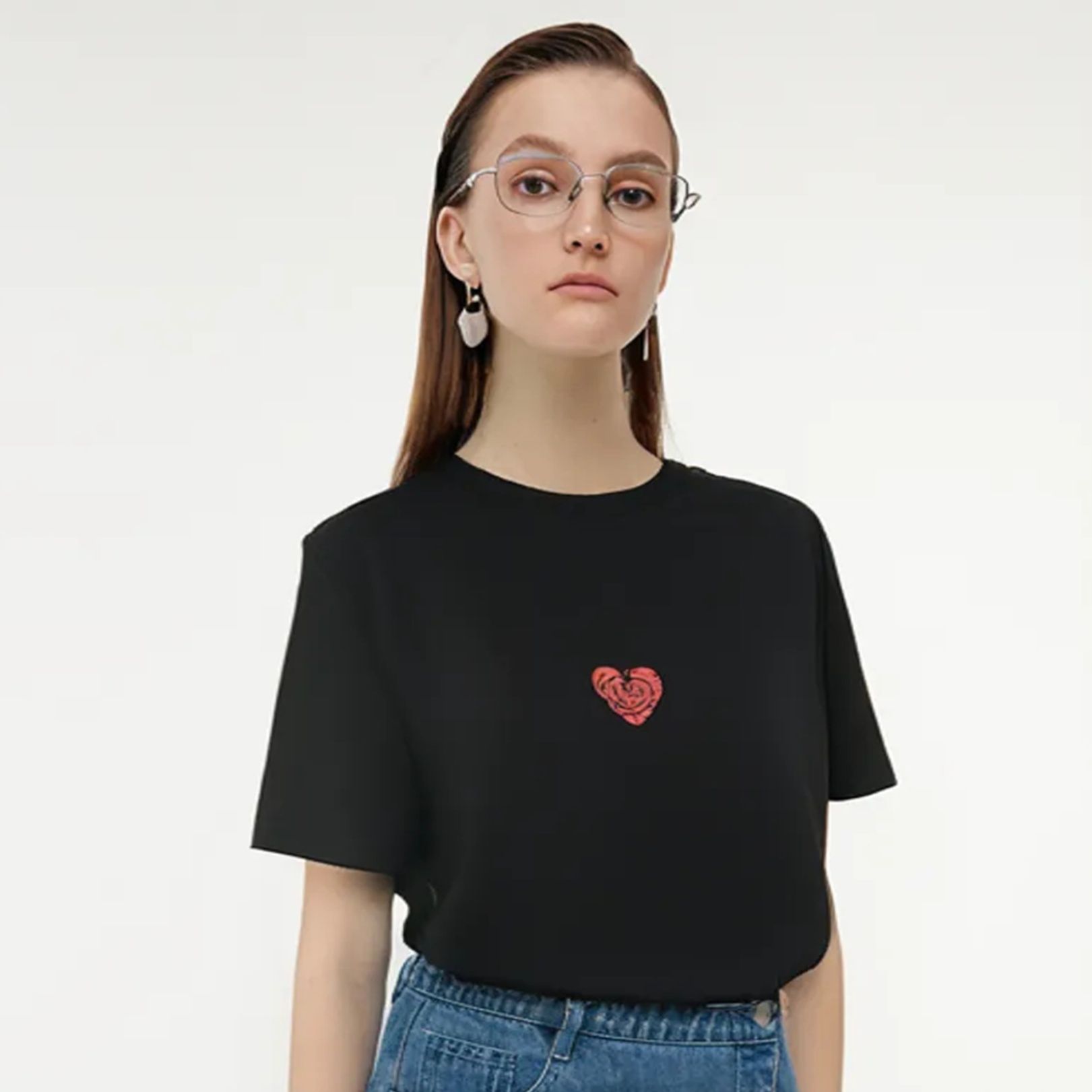 白Tシャツ レディース ハートワンポイント