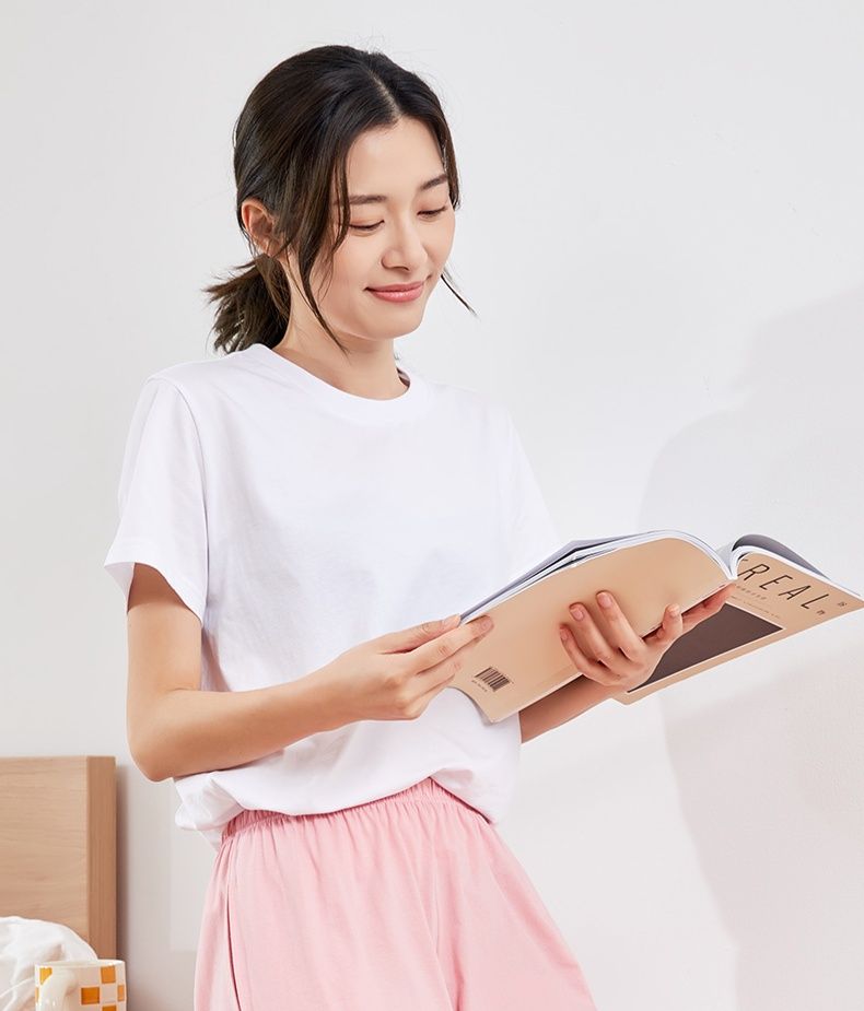 白Tシャツ レディース シンプル丸首コットンシャツ