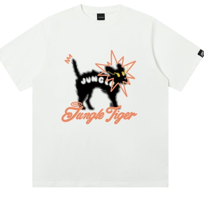 白Tシャツ メンズ 遊び心溢れる猫グラフィック半袖