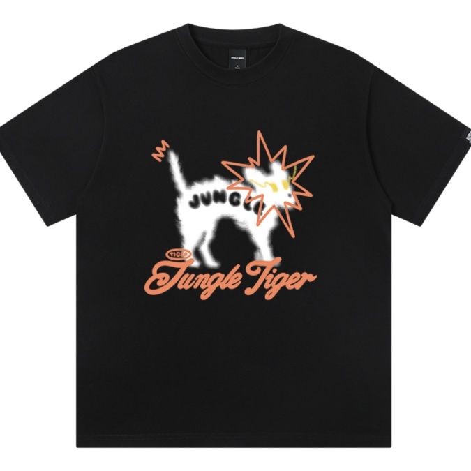 白Tシャツ メンズ 遊び心溢れる猫グラフィック半袖