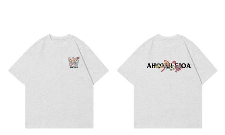 白Tシャツ レディース 南国花模様プリント半袖シャツ