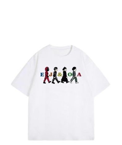 白Tシャツ レディース キャラクターイラスト入りゆったりティー