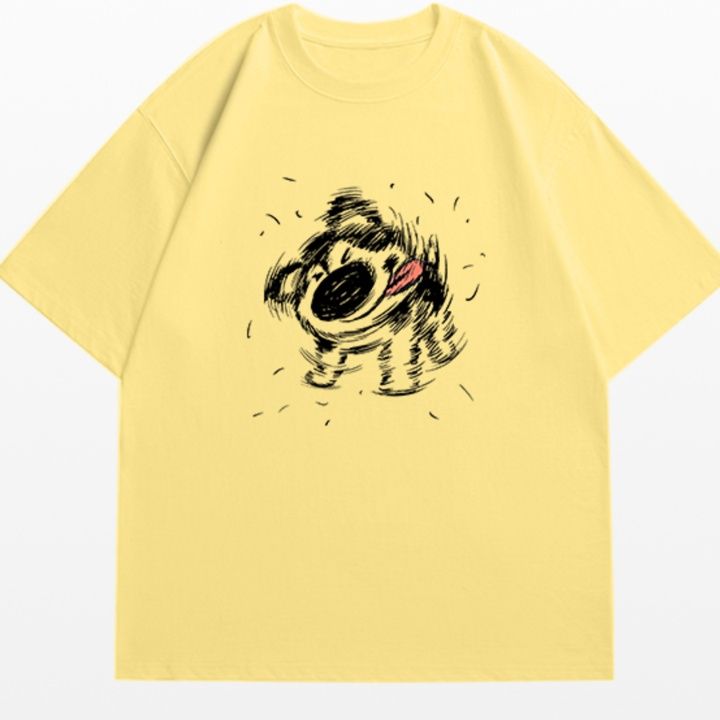 白Tシャツ メンズ 筆跡アート 渦巻きデザイン半袖