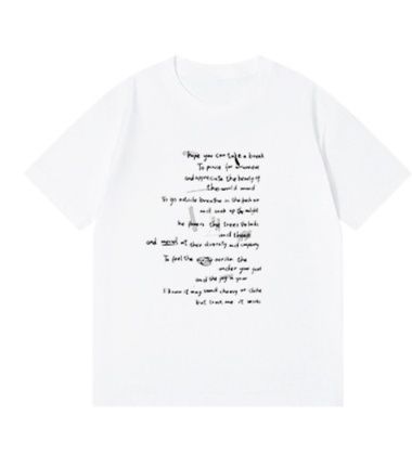 白Tシャツ レディース 詩情あふれるメッセージプリント半袖