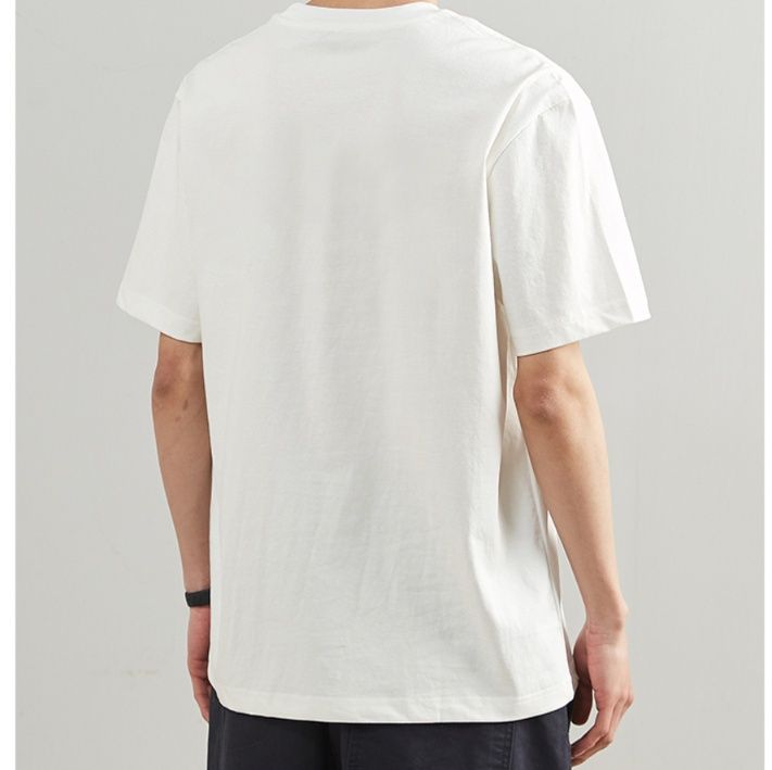白Tシャツ メンズ ハート刺繍入り半袖純綿天竺
