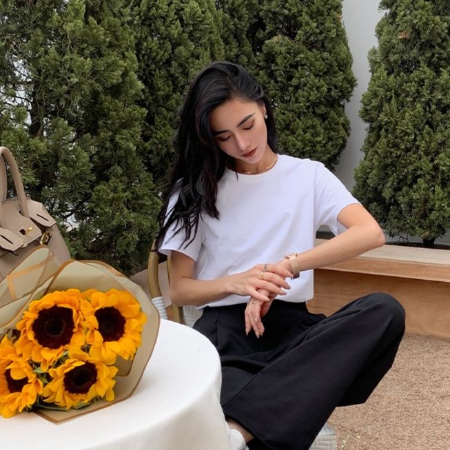 白Tシャツ レディース シンプル美人ベーシック半袖