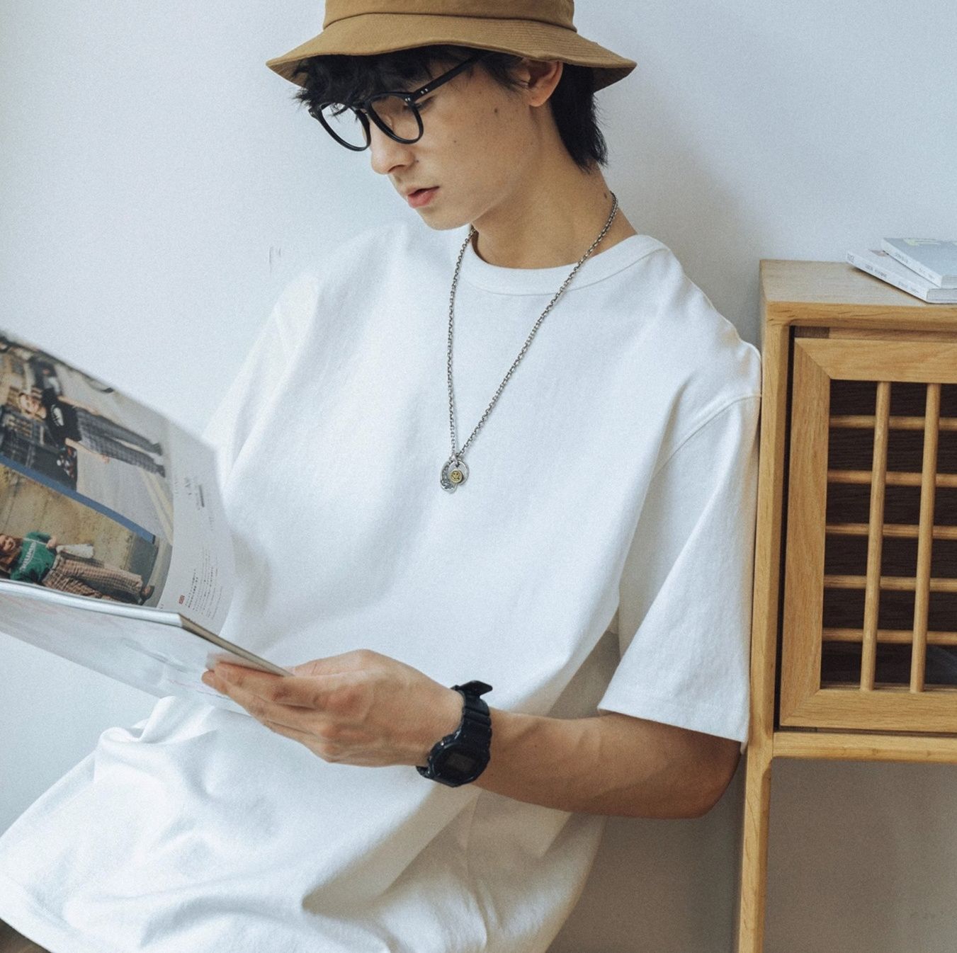 白Tシャツ メンズ ゆったりシルエット半袖クルーネック
