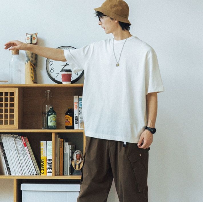 白Tシャツ メンズ ゆったりシルエット半袖クルーネック
