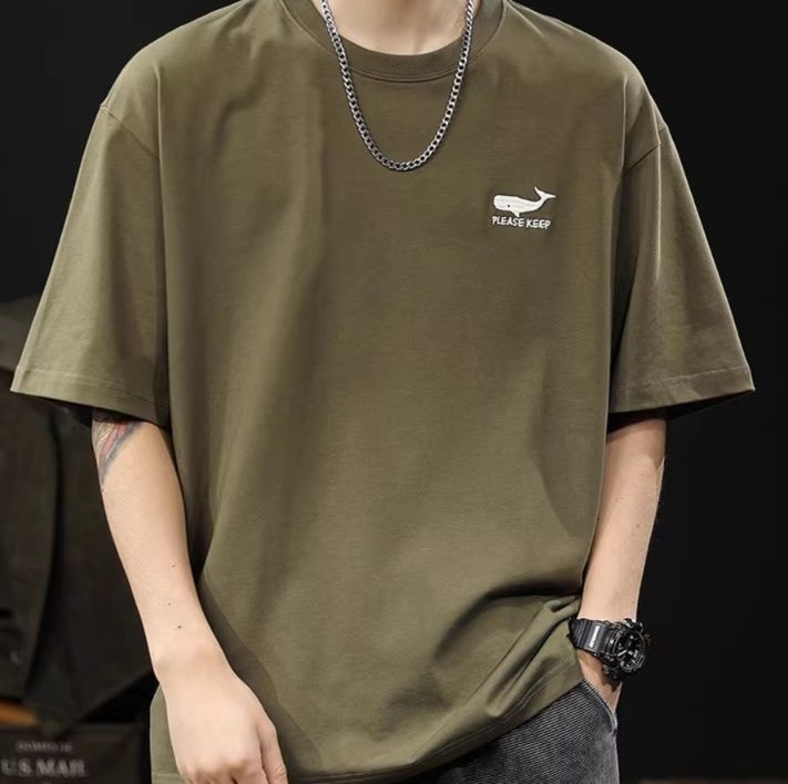 白Tシャツ メンズ 鯨マーク ゆったり半袖カットソー