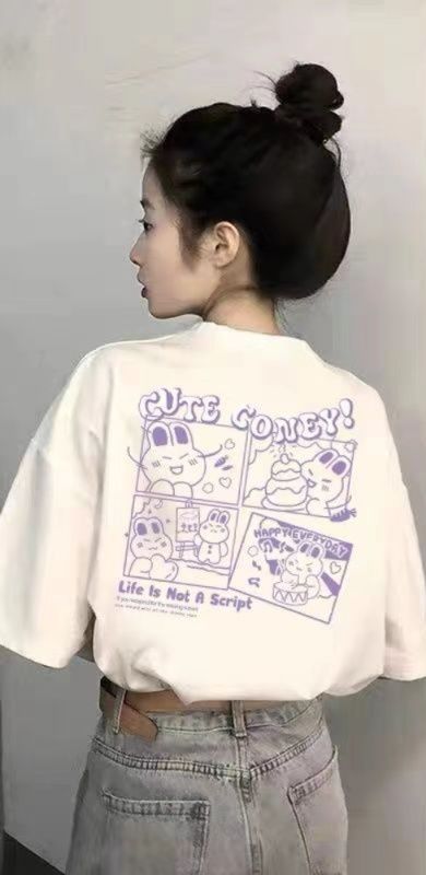 白Tシャツ レディース 季節の彩りプリント半袖シャツ