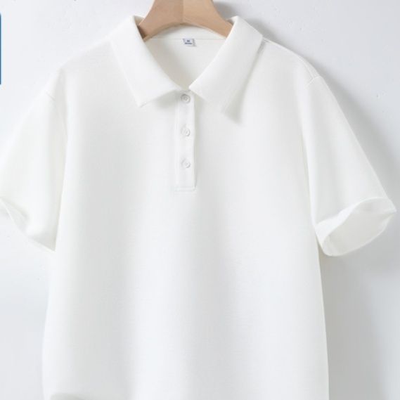 白Tシャツ シンプル襟付き半袖カットソー