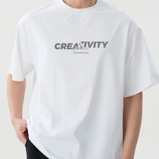 白Tシャツ 創造性プリント純綿半袖