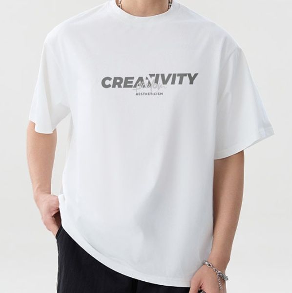 白Tシャツ 創造性プリント純綿半袖