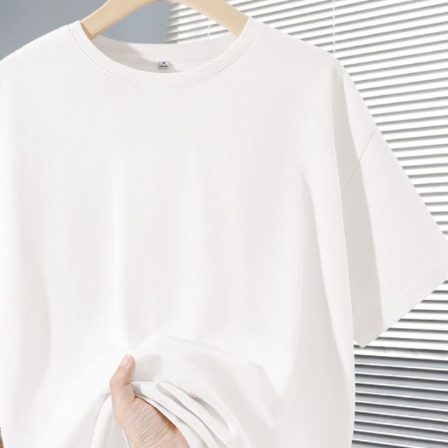 白Tシャツ シンプル丸首ゆったり半袖