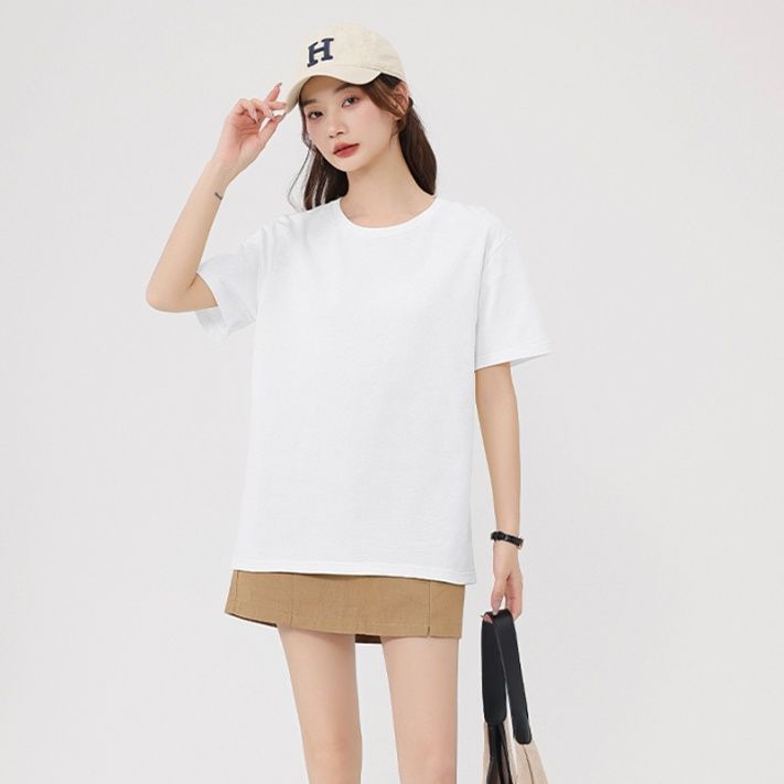 白Tシャツ シンプル丸首ゆったり半袖