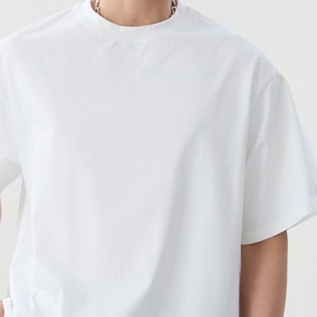 白Tシャツ すっきりシルエット 純綿丸首半袖