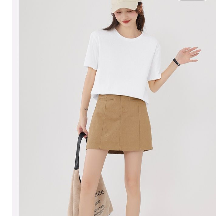 白Tシャツ シンプル丸首純綿半袖シャツ