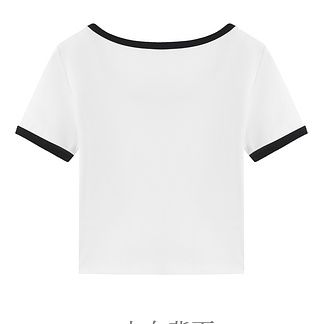 白Tシャツ スクエアネック リブ編み トップス