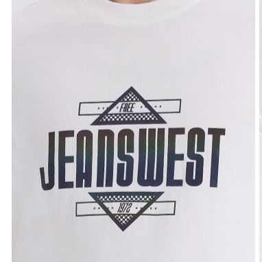 白Tシャツ スタイリッシュ幾何学模様プリント半袖