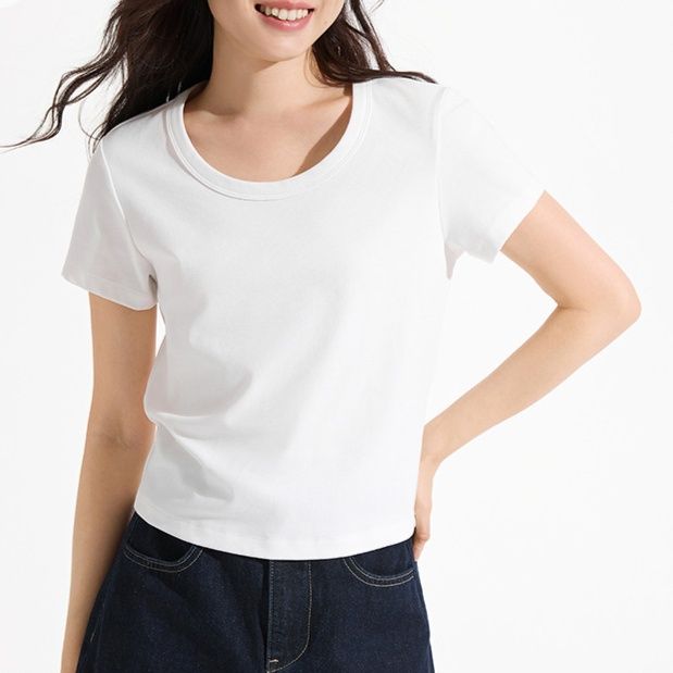 白Tシャツ なめらか素肌 ベーシック半袖シャツ