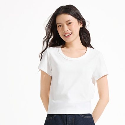 白Tシャツ なめらか素肌 ベーシック半袖シャツ