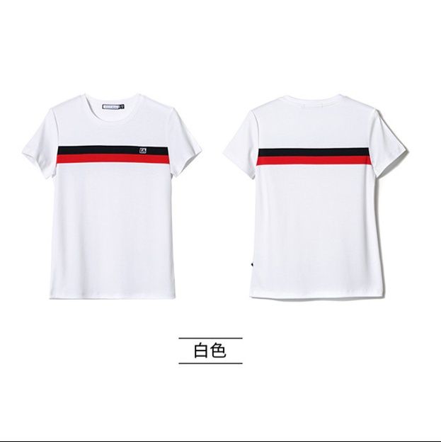 白Tシャツ トリコロールラインシンプル半袖