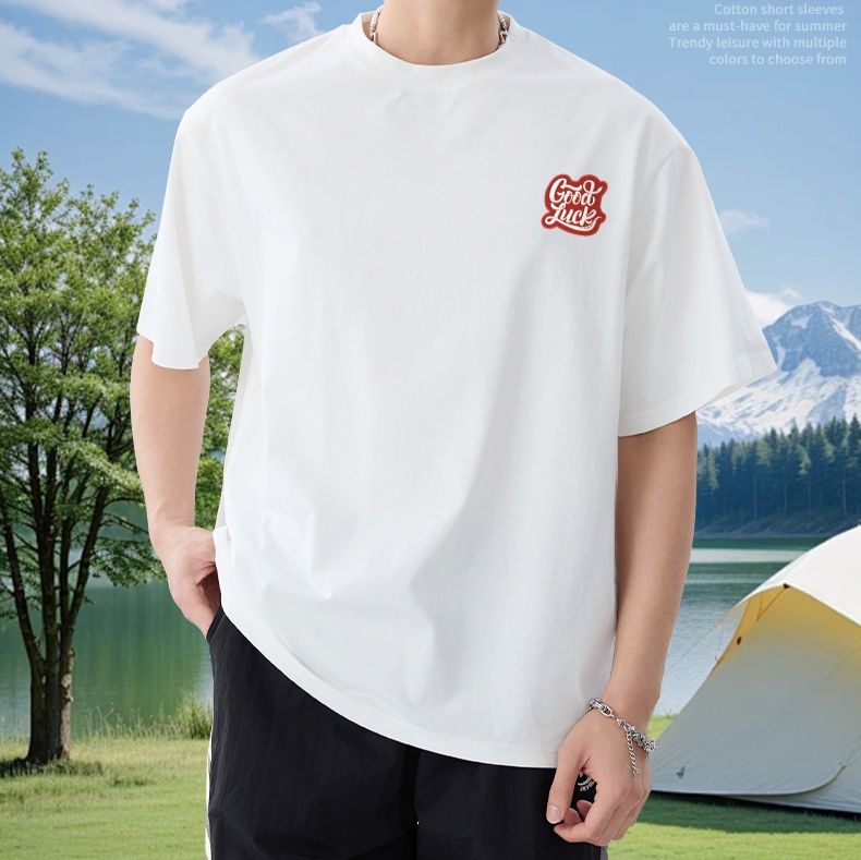 白Tシャツ 重砕純綿クルーネック半袖Ｔシャツ