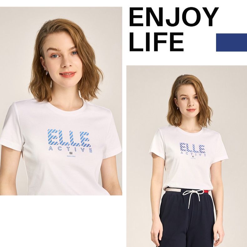 白Tシャツ モダンロゴプリント丸首半袖Tシャツ