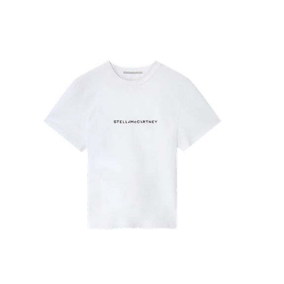 白Tシャツ シンプル胸元ロゴ入り半袖カットソー