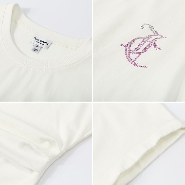 白Tシャツ ワンポイント刺繍ドロップショルダーティー