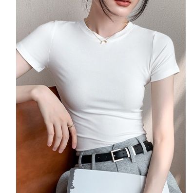 白Tシャツ なめらか美姿勢フィット半袖シャツ