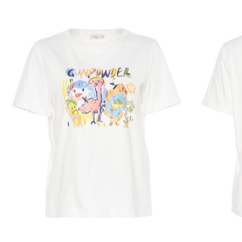 白Tシャツ 手描き風アート 半袖カットソー