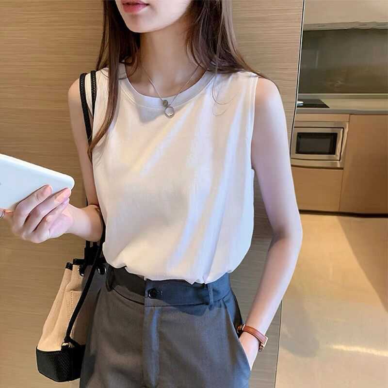 白Tシャツ レディース シンプル上質ノースリーブトップス