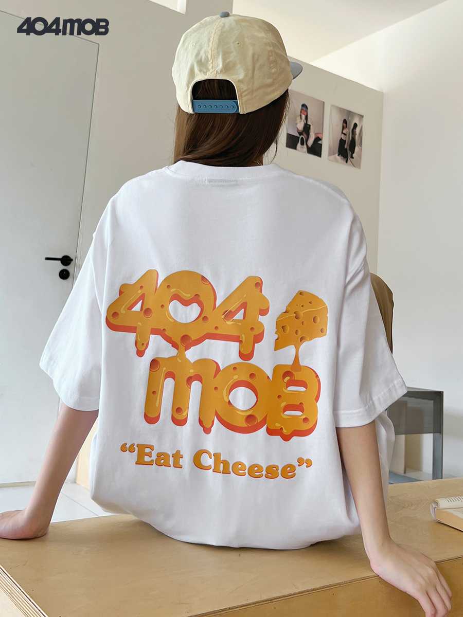 白Tシャツ チーズデザイン ゆるふわ半袖