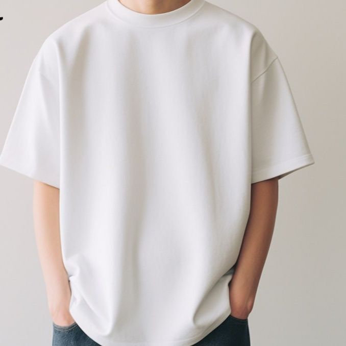 白Tシャツ ゆったりシルエット半袖丸首無地半袖シャツ