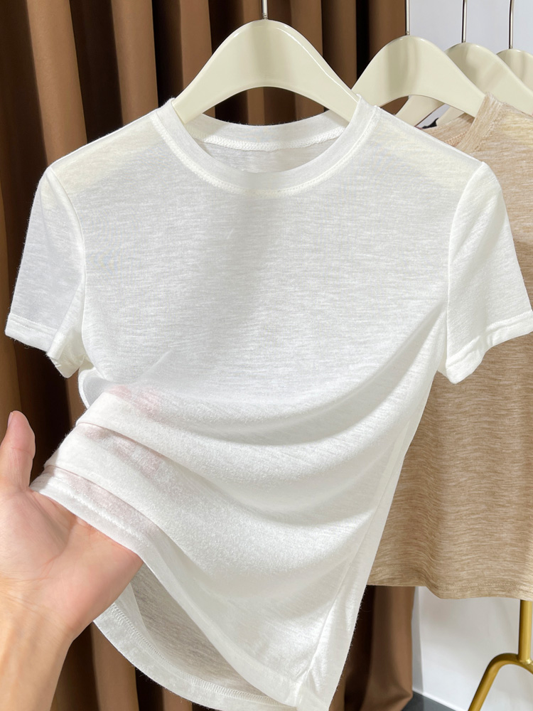 白Tシャツ なめらか素肌 シンプル丸首Tシャツ