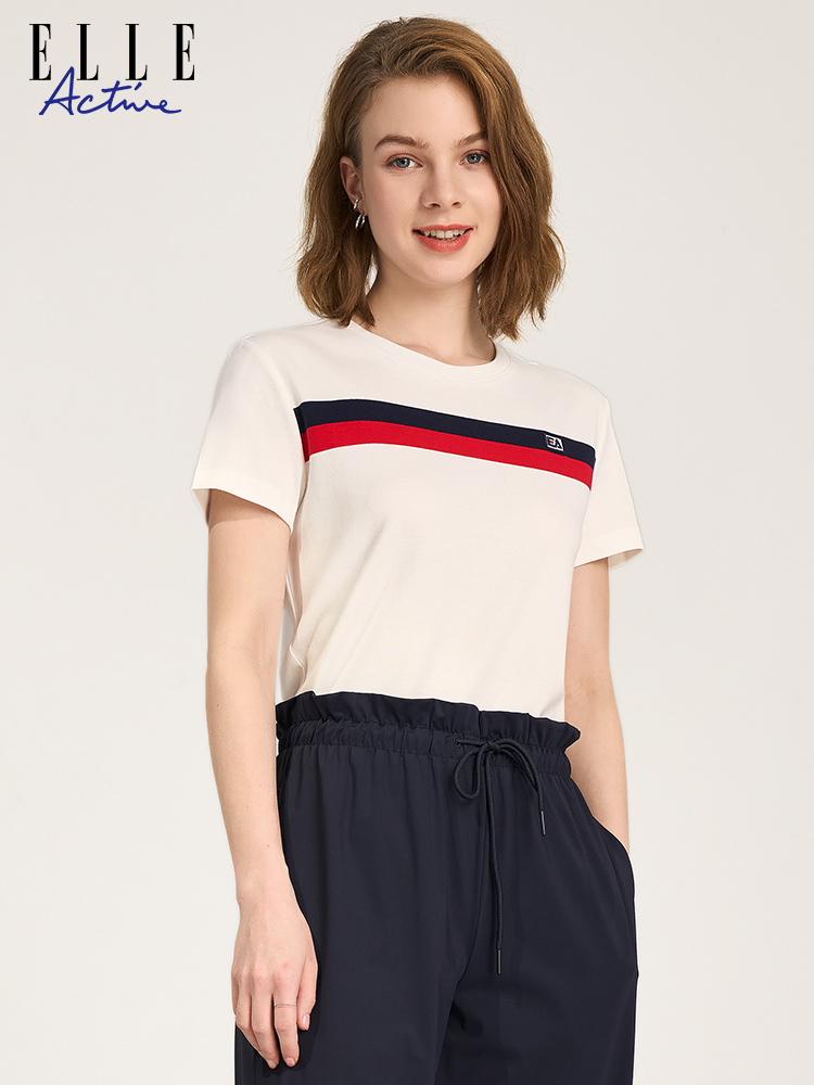 白Tシャツ トリコロールラインシンプル半袖