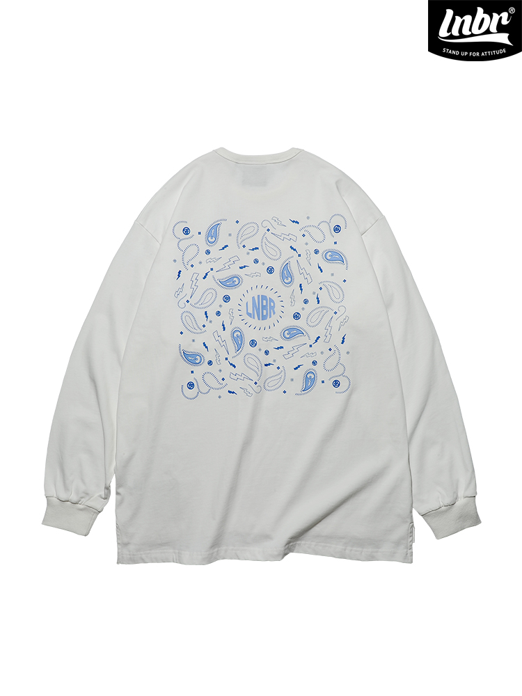 白Tシャツ メンズ ゆったりペイズリー柄ポケット長袖