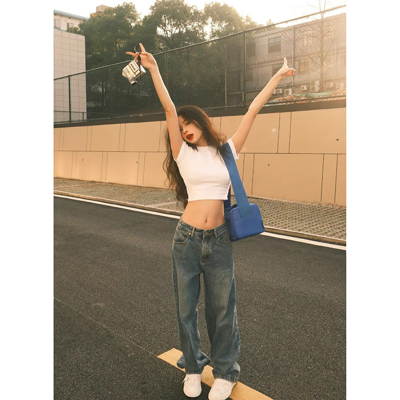 白Tシャツ レディース すっきりフィット短丈クロップドトップス