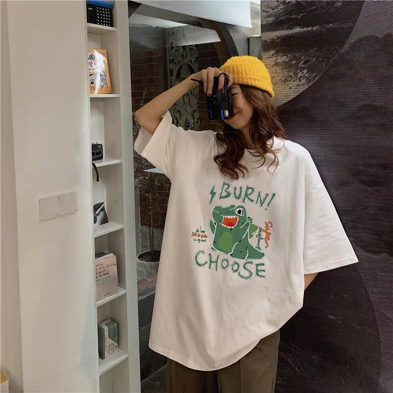 白Tシャツ レディース ゆるキャラプリント半袖シャツ