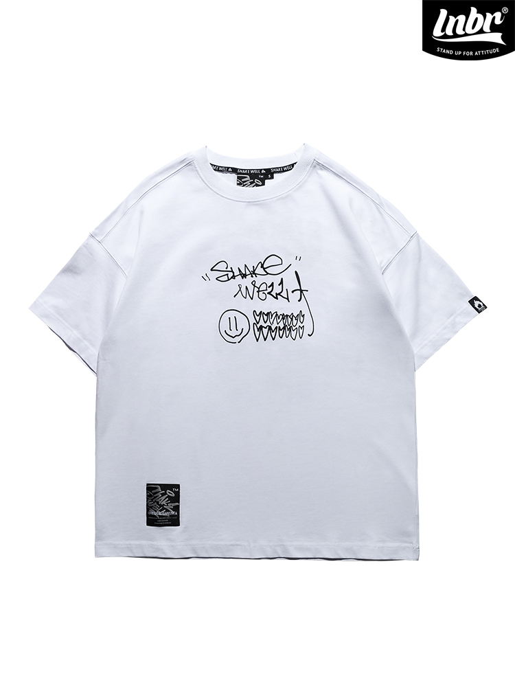 白Tシャツ メンズ ストリートアート 落書き風グラフィック