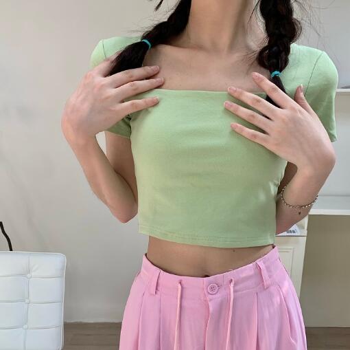 白Tシャツ レディース 白 半袖 ショート丈 ティーシャツ