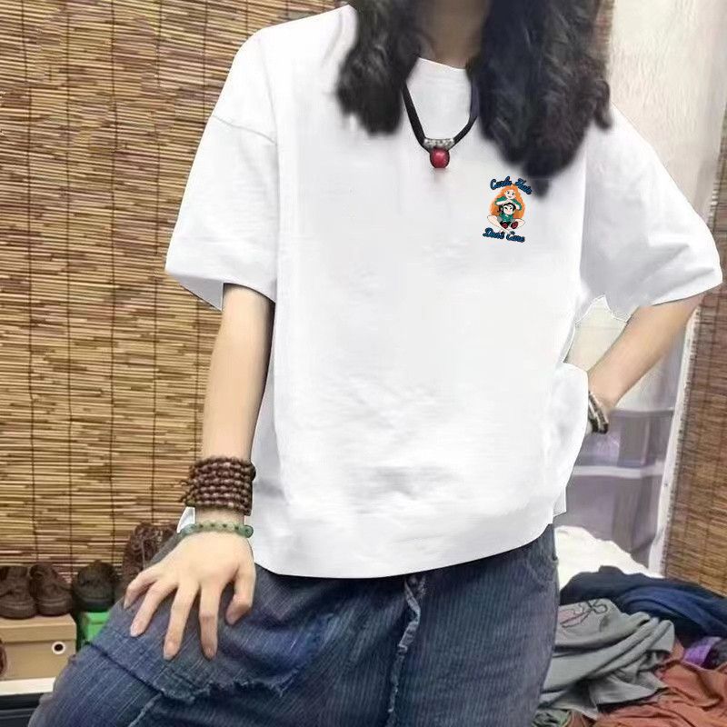 白Tシャツ レディース イラスト付き自由の羽根トンボ半袖