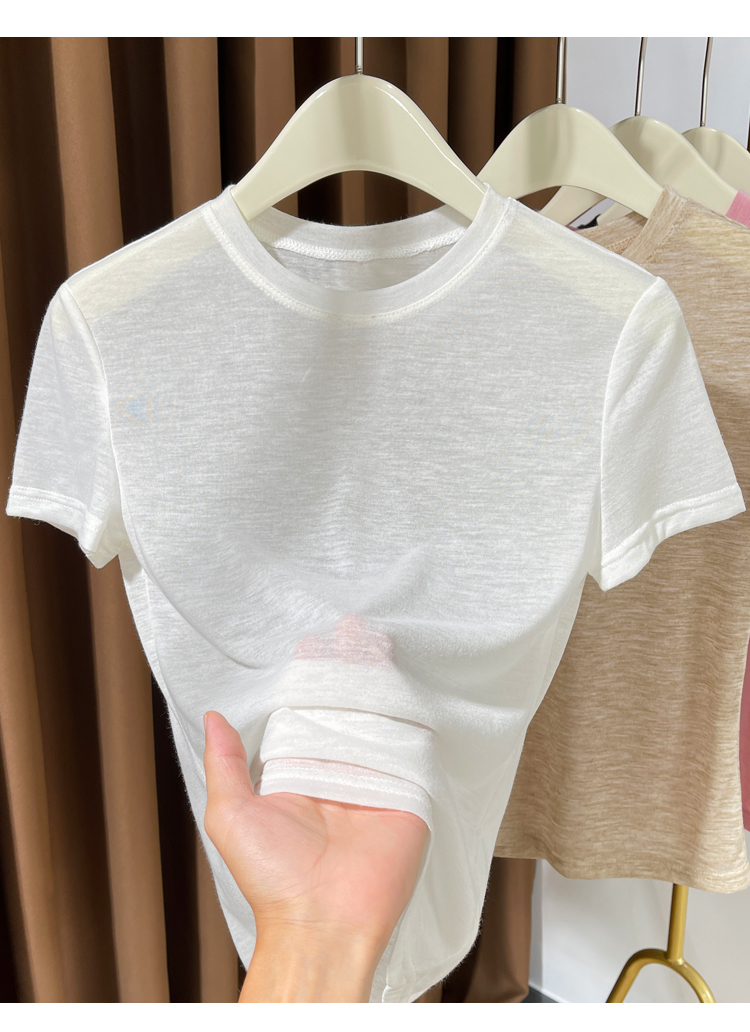 白Tシャツ なめらか素肌 シンプル丸首Tシャツ